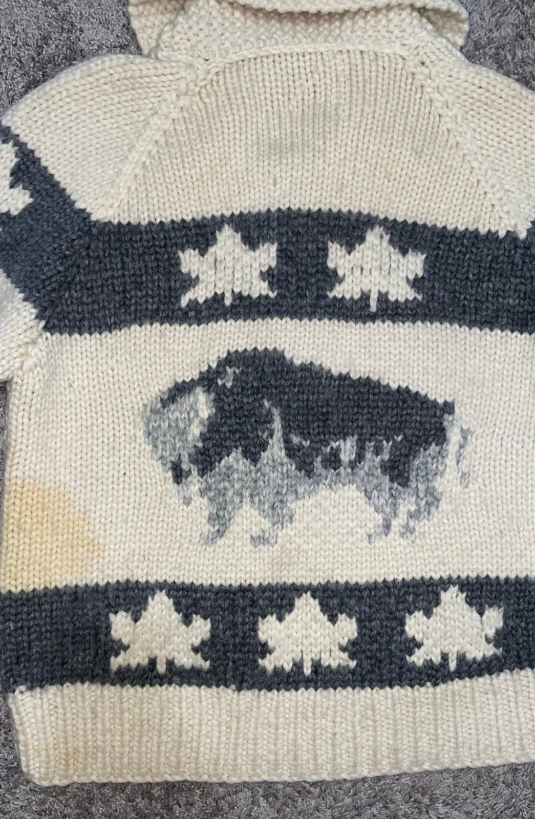 Vintage Bison Buffalo Maple Life Cowichan Sweater