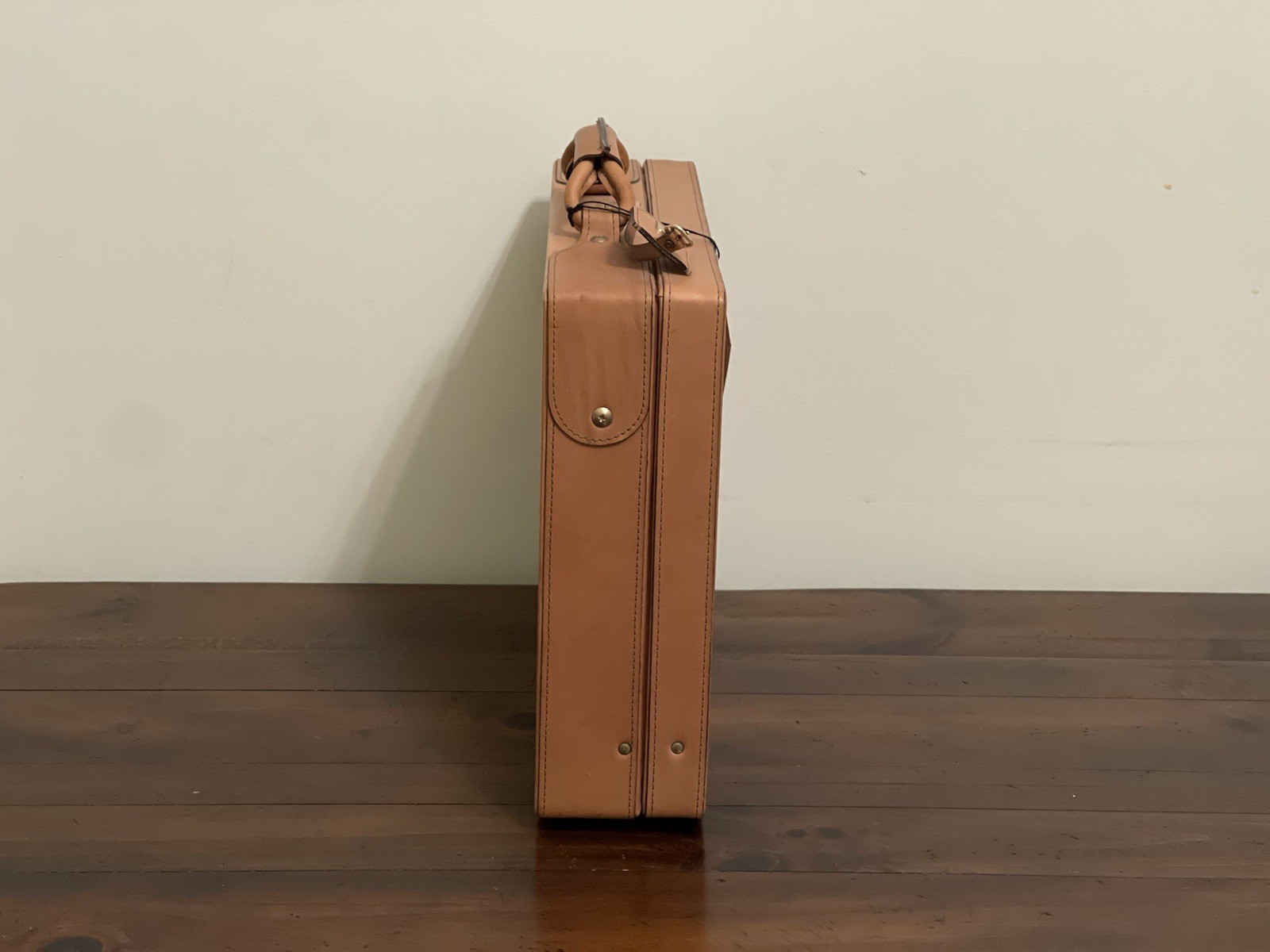 Hartmann Tan Leather Hard Side Wood Box Attaché Briefcase Super Rare NOS image 4