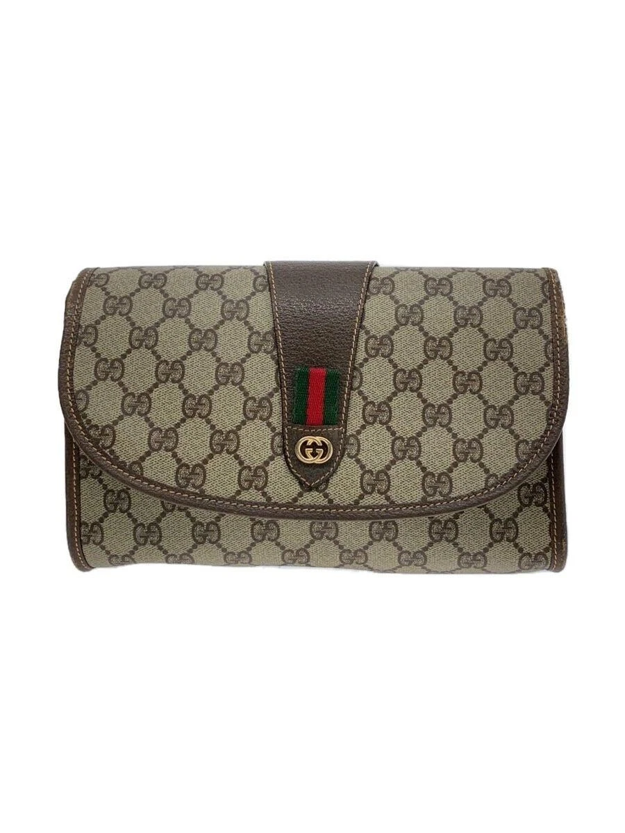 Sac pochette GUCCI PVC kaki motif total 14.01.030 Occasion