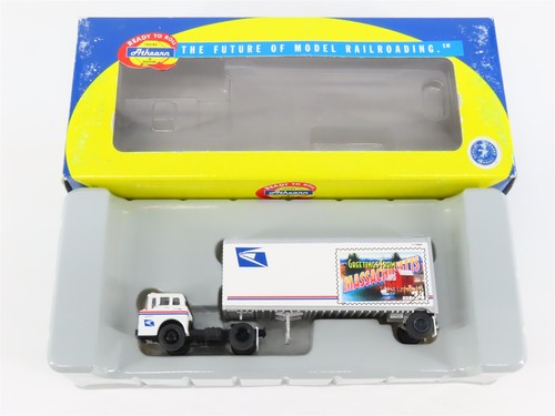 Semirremolque Ford Athearn 93421 USPS "Massachusetts" escala HO con remolque para cachorros 28' | Condition: Used
