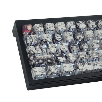 Cute Girls Side Print Shine Through Glorious Ahegao Waifu Manga Keycap Set 