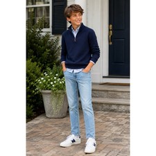Crewcuts Boys Slim Adjustable Waist Jeans Size 16 Light Wash Stretch Denim