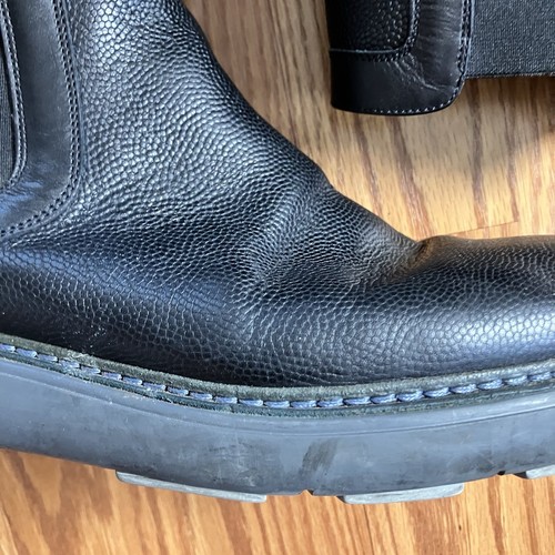 Salvatore Ferragamo Botas Chelsea Cuero Guijarro Negro Para Hombres XL Extra Ligeras Talla 10 - Imagen 4 de 22