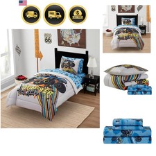 Kids Bedding Set Bed in a Bag for Boys and Girls Toddlers Printed Sheet Set a...