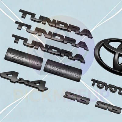 10pcs For Tundra 4X4 SR5 V8 5.7L Matte Black Badges Emblem Overlay Kit 2007-2013