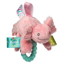 Mary Meyer Taggies Sensory Soft Rattle with Teether Ring, Lizzy Pink Axolotl