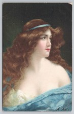 Angelo Asti Portrait Woman Blue Hairband Glamour Stewart Woolf 1900s