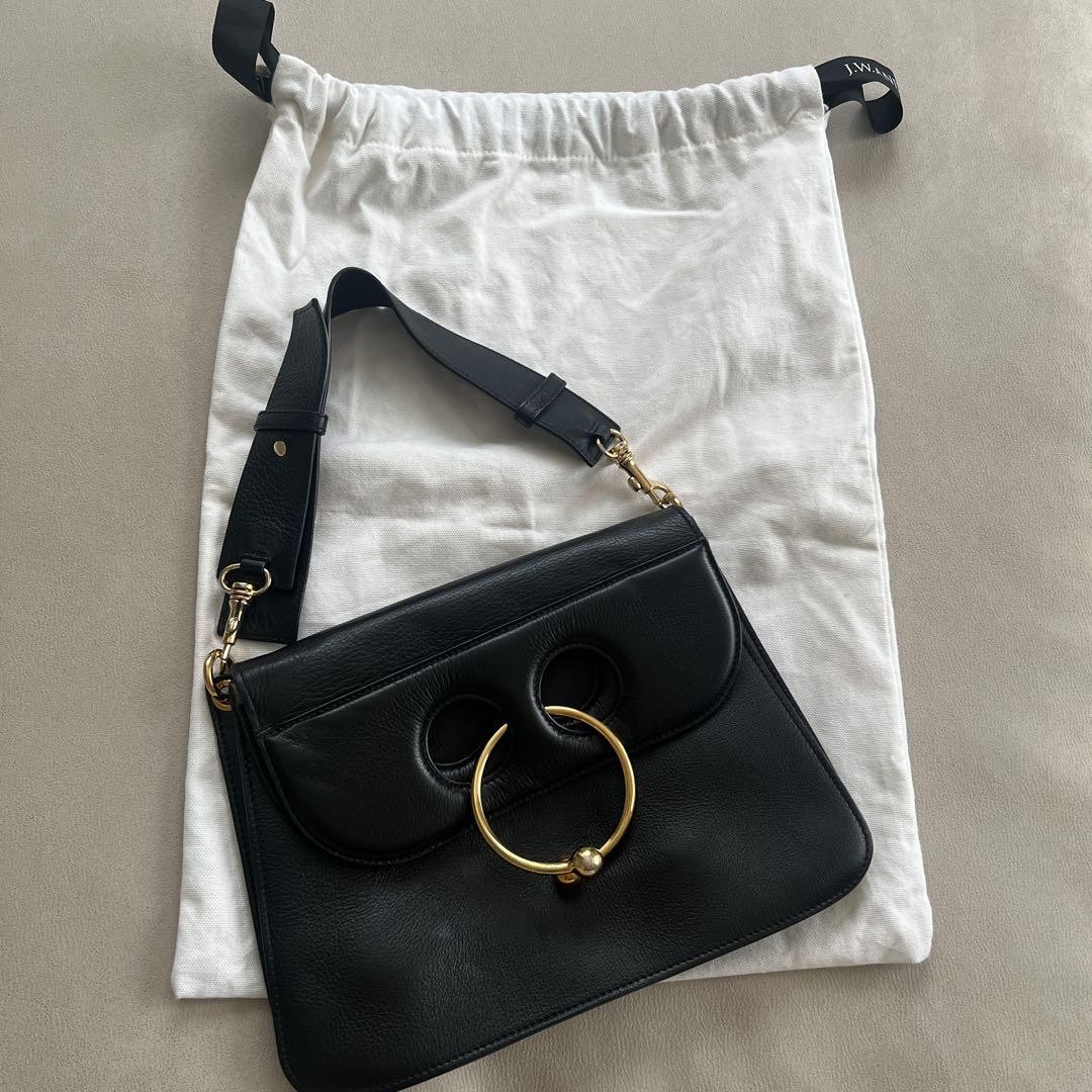 J.W. Anderson Pierce Bag Black Leather Flap Shoulder Bag Adjustable Strap