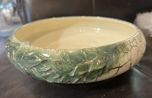 McCoy Grecian Center Piece Bowl 24 Carat Gold Green #444 Planter