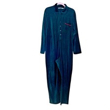 VTG 90s Victorias Secret Country Long John Pajama Jumpsuit L Velour Cottagecore