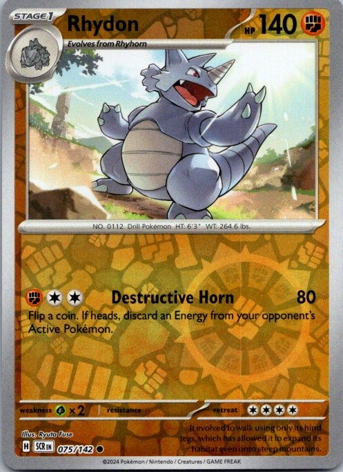 Rhydon Common Fighting Reverse Holo SV07: Stellar Crown 075/142 NM