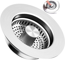 3-In-1 Kitchen Sink Drain Strainer Stopper with Basket, Stainless Steel Drain