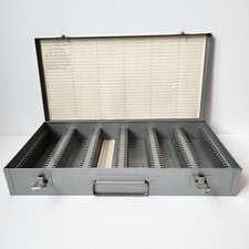Vintage Metal 2 Inch Slide Storage Box Holds 150 Slides Retro 14.5"x7.5"x2"
