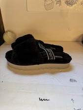 Koolaburra By UGG Women's Size 7 Fuzz On Faux-Fur Slide Sandals Black LNC