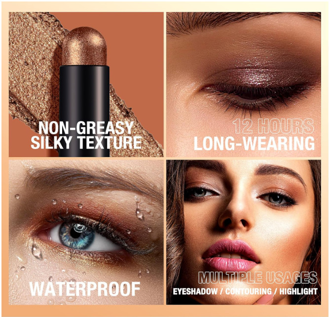 LANGMANNI Cream Eyeshadow Stick Gift Set, 8 PCS Soft Smooth Matte Earth & Bright