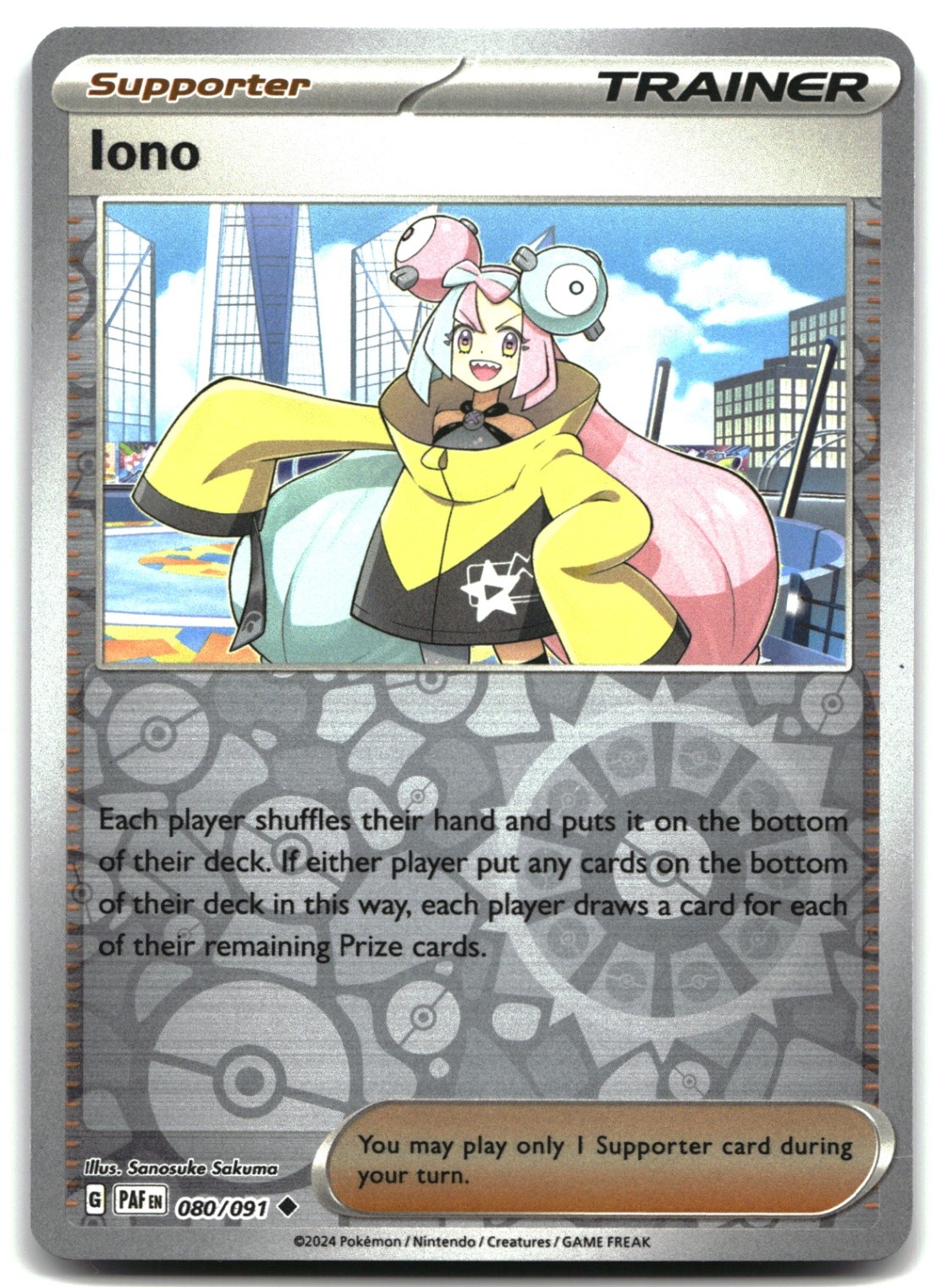 Pokemon Iono - REVERSE HOLO Uncommon SV: Paldean Fates 080/091 LP