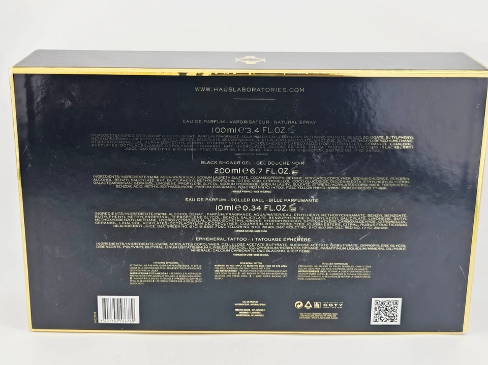 Lady Gaga Black Fluid Eau De Parfum 3.4 OZ Gel de Ducha Rollerball Set de Regalo NUEVO Foto 4 de 4