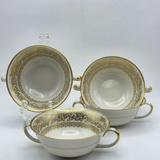 Vintage Johann Haviland Bavaria Gold Scroll Bouillon Cream Soup Cups Set of 4