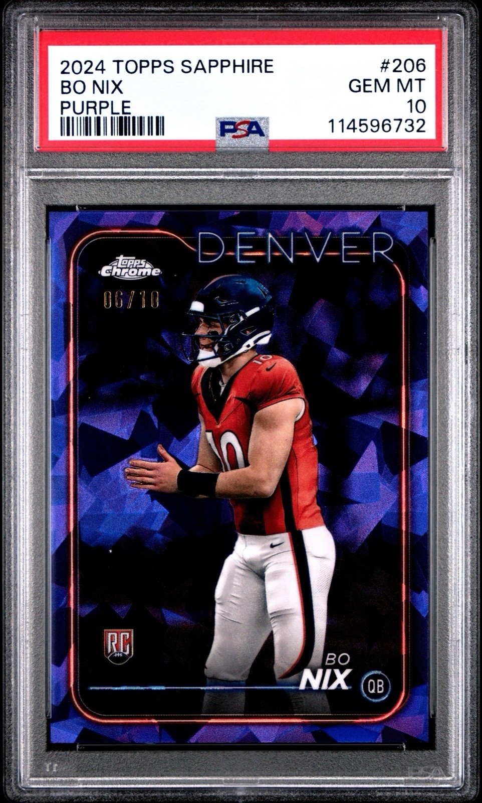 Bo Nix Topps Chrome Sapphire #206 Purple