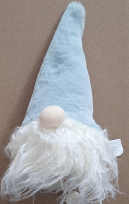 Battery Operated Light Up Plush Gnome Blue Hat White Beard Fantasy Collectible
