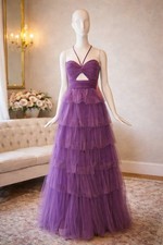 Jovani Purple Tiered Tulle Formal Gown Dress Size 6 Elegant Evening Prom