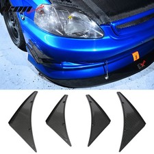 Universal Front Bumper Lip Splitter Fins Spoiler Car Canards Carbon Fiber Print