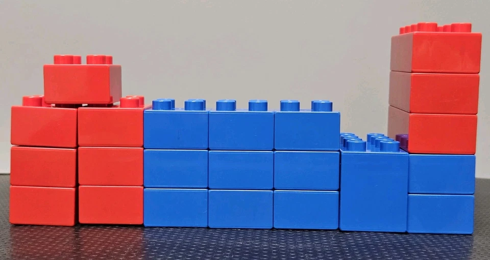 22 Vintage Lego Duplo Bricks Red And Blue (16) 2x2, (5) 2x4 And 1 Bridge - Image 4 of 4