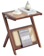 VEVOR Rattan-Couchtisch Kaffeetisch Gartentisch Z-förmig 50cm Rechteckig 18,1kg