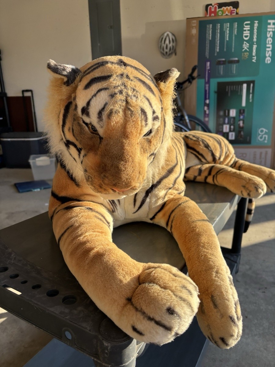 Jumbo Tiger Plush Stuffed Animal Toy, Orange Black White from The