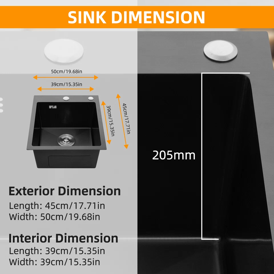 40x50 cm Küchenspüle Spülbecken Edelstahlspüle Siphon Einbauspüle Ablaufgarnitur - Bild 3 von 4
