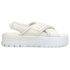 PUMA Mayze Logo Platform Womens Off White Casual Sandals 38483002