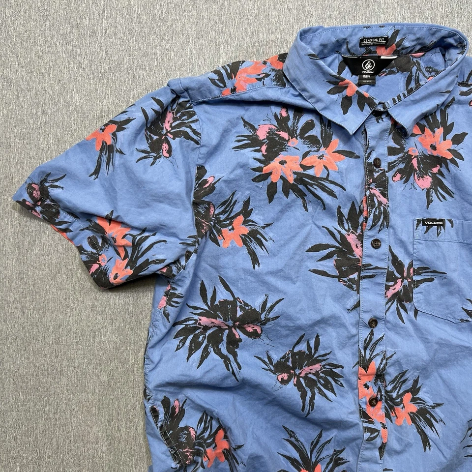 Volcom Mens Shirt Blue Tropical Button Down Surf Skate Beach Large - Image 3 of 4