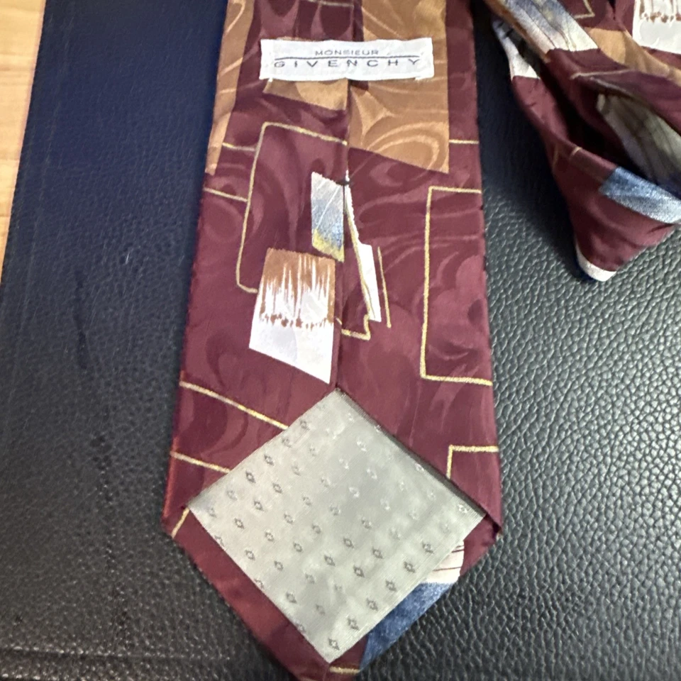 Lote de 2 Corbatas GIVENCHY Vintage BORGOÑA ORO MARRÓN - NEGRO Y TOPO Foto 3 de 4