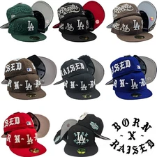 Unisex Raised LA Cap Los Angeles Dodgers Fitted 59fifty MLB Era Baseball Hat-NWT