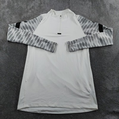 Nike Top Herren Medium weiß grau Viertel-Reißverschluss Training Fitnessstudio Training aktiv