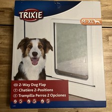 Trixie Pet Products 2-Way Locking White Dog Door Medium to XL Dogs Open Box