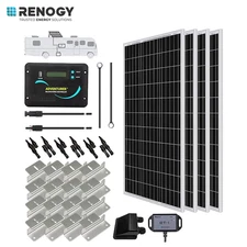 Renogy 400W 12V Monocrystalline Solar RV Kit Off-Grid Kit w/30A PWM LCD Charge