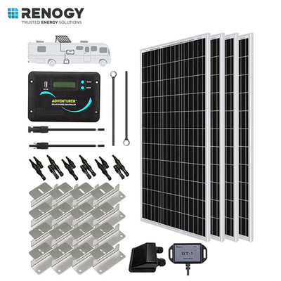 Renogy 400W Monocrystalline Solar RV Kit w/30A PWM Controller&Mounting Brackets