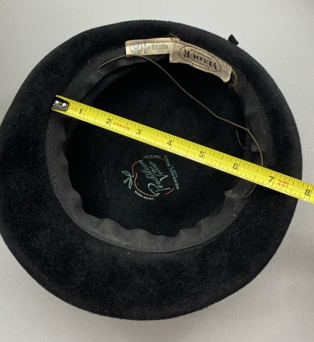 Peachbloom Velour Flapper Hat Merrimac Body Genuine Imported Black Velvet VTG - Picture 12 of 12