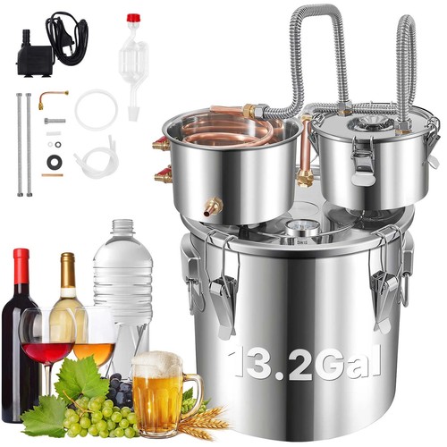 Uimoso 13.2 Gal Alcohol Distiller Moonshine Still Water Wine Brewing Kit W/Pump