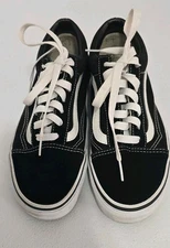 Vans Off The Wall Black White Canvas Skate Shoes Mens 5.5 (Women 7)