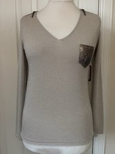 Trend by Captain Tortue Champagne V Neck Long Sleeve Knit Glitter Thread Size 10