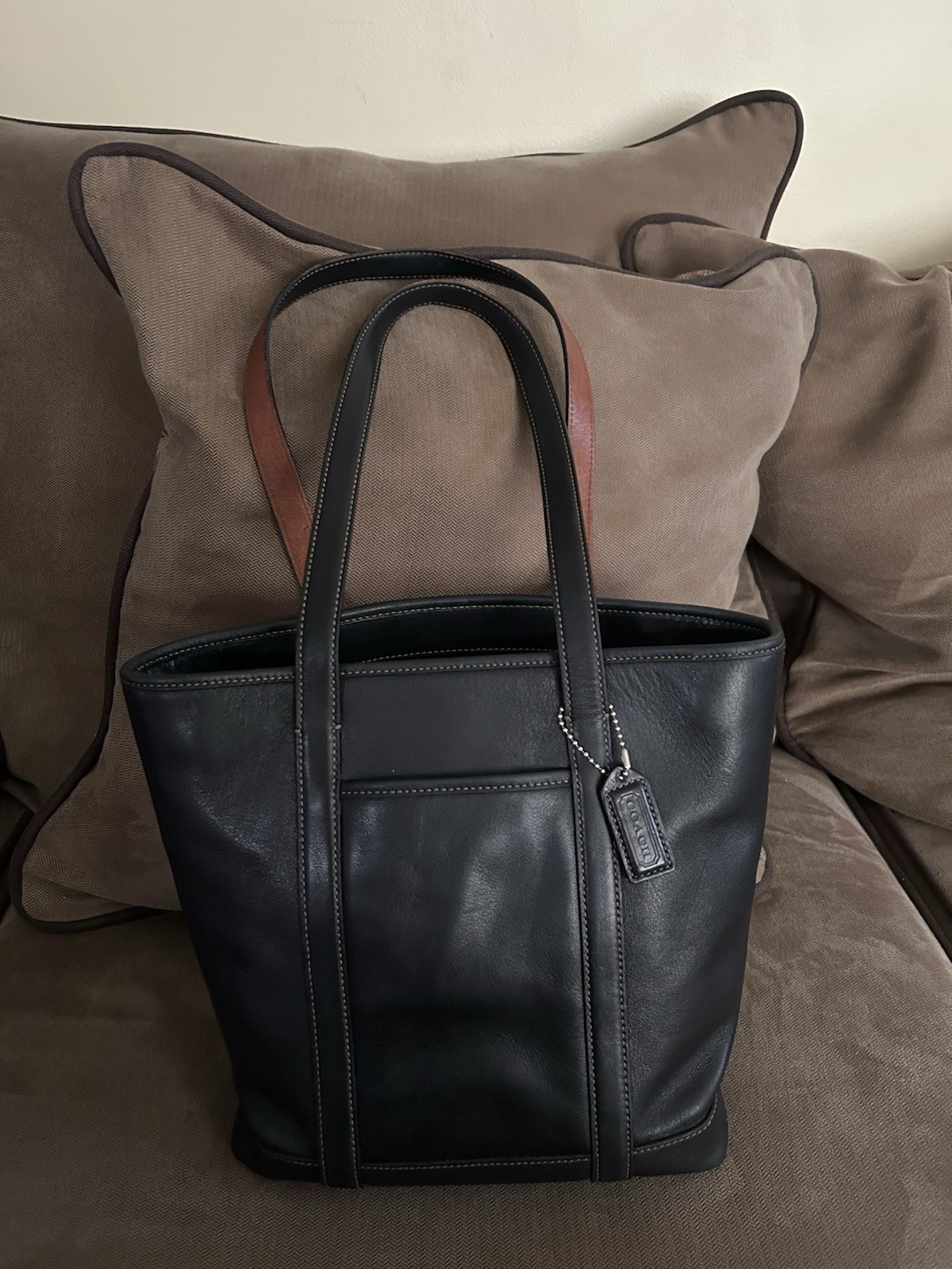 Coach Vintage Hampton Black Leather Tote Shoulder Bag