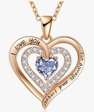 Necklaces for Women Birthstone Heart Necklace Jewelry for Wife Girl Jun