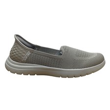 Skechers Women  s Grey Slip-ins Air-Cooled Memory Foam Flat Shoes Size 7.5