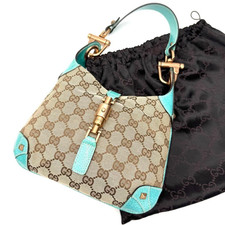 Borsa Gucci Jackie oro rosa firma logo turchese GG Borsa a tracolla Gucci hobo