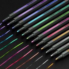 24 Metallic Acrylic Paint Markers - Fine Tip Paint Pens for Rock, Wood, Glass...