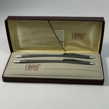 Cross Vintage Matte Gray Pen  Pencil Set w/ Chrome Trim, Case  Instructions