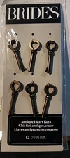 Gartner Studios Brides Antique Heart Key Embellishments Charms Wedding 12 Pk NEW