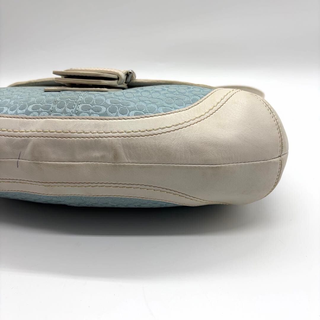 Coach Soho Signature Shoulder Bag Blue White Leather … - Gem